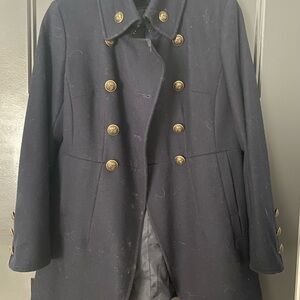 DKNY Navy Pea Coat with Gold Buttons